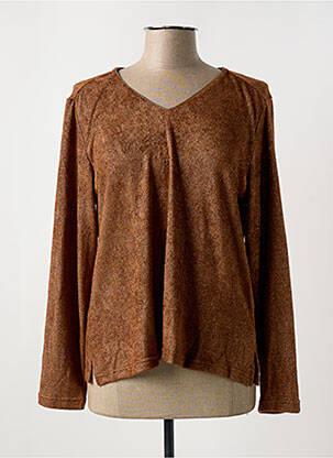 Pull coupe droite manches longues marron FRED SABATIER femme