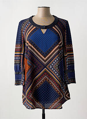 Blouse imprimé fantaisie manches longues bleu JEAN DELFIN femme