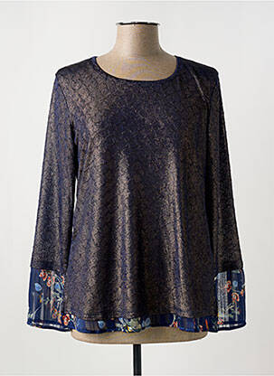 Blouse imprimé fleurs manches longues bleu FRED SABATIER femme