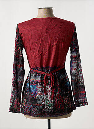 Top tissage crêpe manches longues rouge JEAN GABRIEL femme