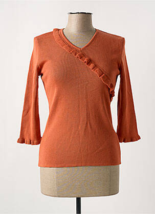 Pull coupe cintrée manches 3/4 orange EQUATION femme