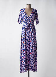 Robe longue imprimé fleurs manches courtes violet MADEMOISELLE YEYE femme