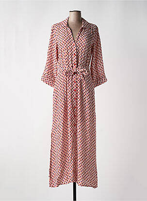 Robe longue tissage crêpe manches 3/4 rouge SURKANA femme