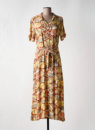 Robe longue imprimé fantaisie manches courtes jaune KING LOUIE femme