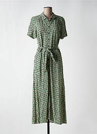 Robe longue imprimé fantaisie manches courtes vert KING LOUIE femme