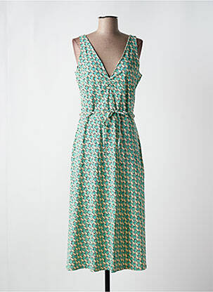 Robe mi-longue imprimé fantaisie sans manche vert KING LOUIE femme