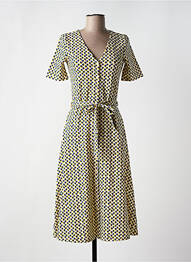 Robe mi-longue imprimé fantaisie manches courtes beige KING LOUIE femme