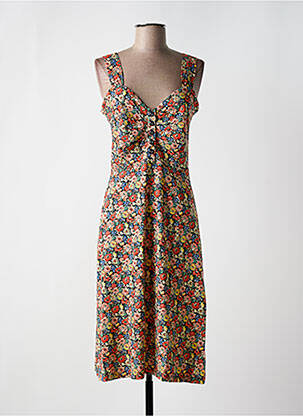 Robe mi-longue imprimé fleurs fines bretelles rouge KING LOUIE femme