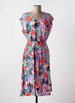 Robe mi-longue manches courtes manches courtes violet MADEMOISELLE YEYE femme