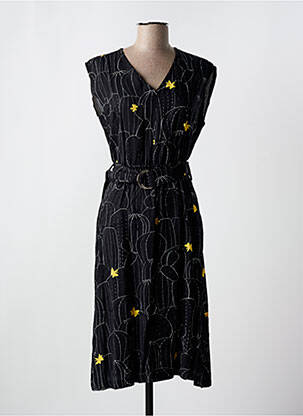 Robe mi-longue imprimé fantaisie sans manche noir MADEMOISELLE YEYE femme