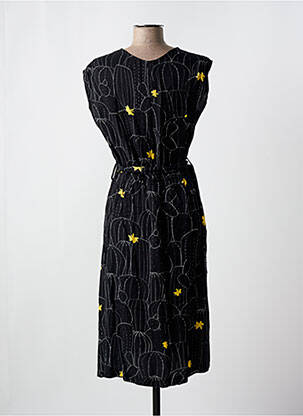 Robe mi-longue imprimé fantaisie sans manche noir MADEMOISELLE YEYE femme