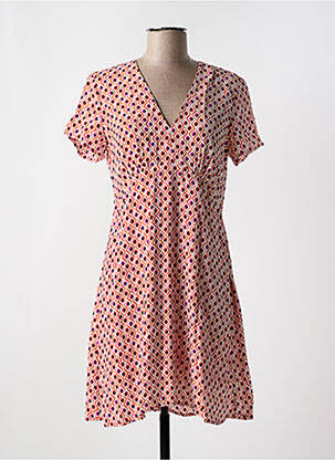Robe courte fermeture zippée au dos manches courtes rouge SURKANA femme