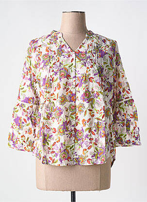 Chemisier imprimé fleurs manches 3/4 violet AGATHE & LOUISE femme