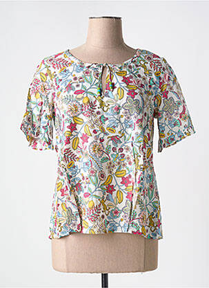Blouse imprimé fleurs manches courtes blanc AGATHE & LOUISE femme