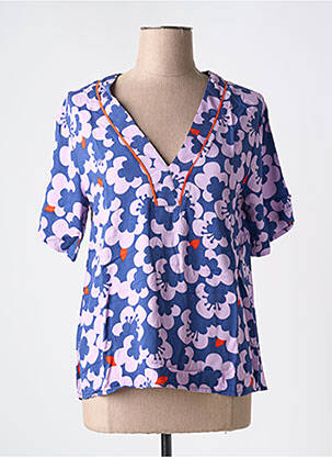 Blouse tissage popeline manches courtes violet MADEMOISELLE YEYE femme
