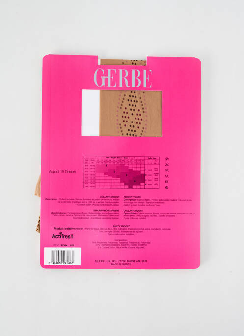 Collants imprimé fantaisie chair GERBE femme