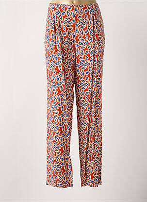 Pantalon droit tissage popeline taille normale orange MD'M femme