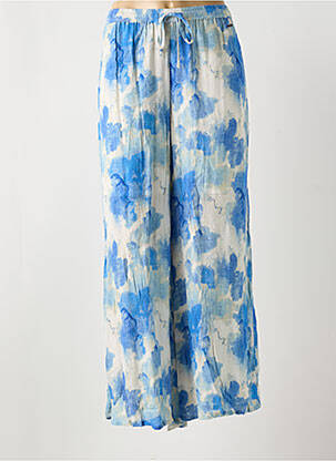 Pantalon large tissage crêpe taille normale bleu AGATHE & LOUISE femme