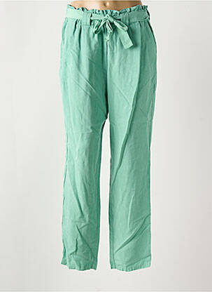 Pantalon droit tissage crêpe taille normale vert LCDN femme