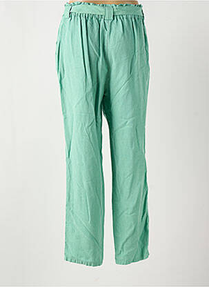 Pantalon droit tissage crêpe taille normale vert LCDN femme