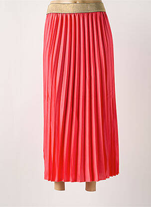 Jupe longue tissage plissé rose C'MELODIE femme