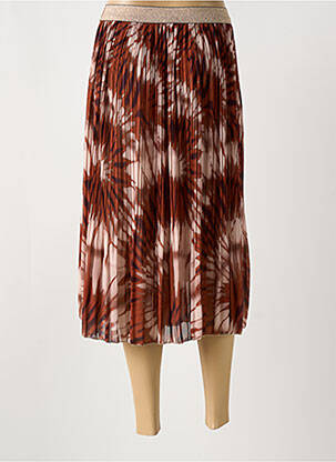 Jupe mi-longue taille normale marron GLOSSY femme