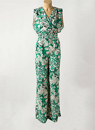 Combi-pantalon tissage crêpe manches courtes vert MORGAN femme