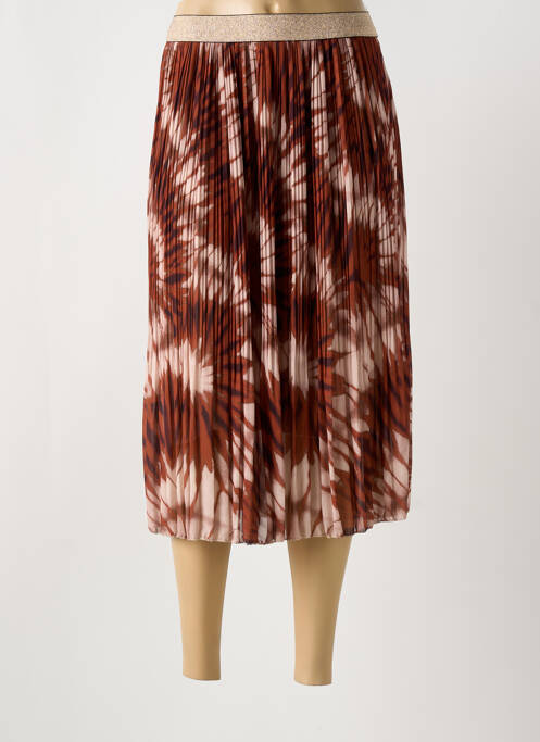 Jupe mi-longue marron GLOSSY pour femme