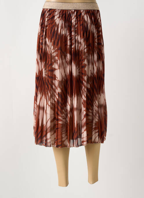 Jupe mi-longue marron GLOSSY pour femme