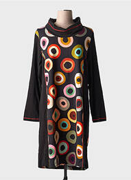 Robe mi-longue manches longues manches longues noir DOLCEZZA femme