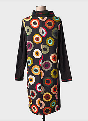 Robe mi-longue manches longues manches longues noir DOLCEZZA femme