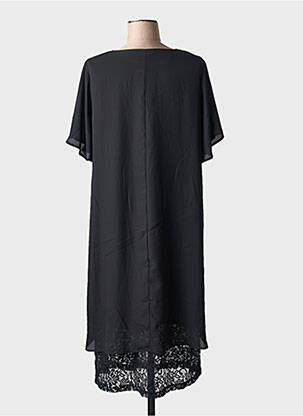 Robe mi-longue coupe fluide manches courtes noir CISO femme