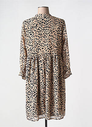 Robe courte coupe fluide manches longues beige EGO femme