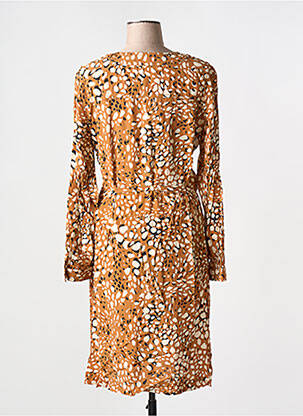Robe mi-longue coupe fluide manches longues marron DIANE LAURY femme
