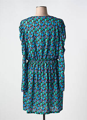 Robe mi-longue imprimé fleurs manches longues vert MORGAN femme