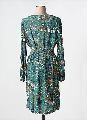 Robe mi-longue imprimé fleurs manches longues vert DIANE LAURY femme