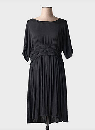 Robe mi-longue coupe fluide manches courtes noir MD'M femme