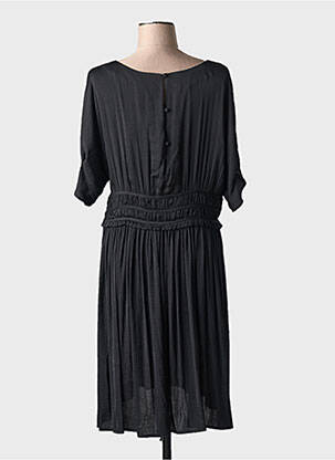 Robe mi-longue coupe fluide manches courtes noir MD'M femme