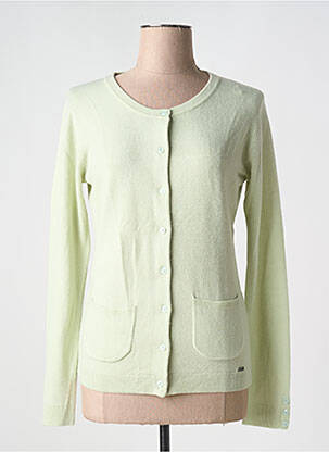 Gilet manches longues col rond vert FELINO femme