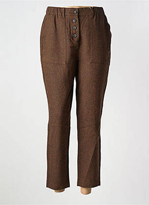 Pantalon 7/8 taille haute taille haute marron C'EST BEAU LA VIE femme