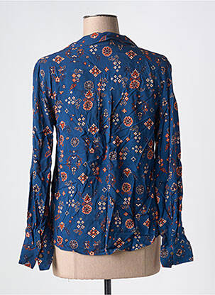 Blouse tissage popeline manches longues bleu C'EST BEAU LA VIE femme