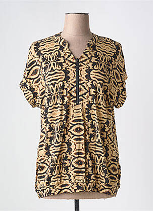 T-shirt imprimé fantaisie manches courtes marron SIGNATURE femme