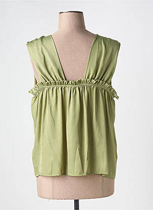 Top col v sans manche vert MD'M femme