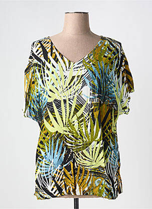 T-shirt col v manches courtes vert CISO femme