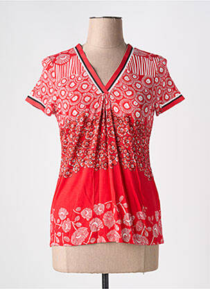 T-shirt imprimé fantaisie manches courtes rouge FELINO femme