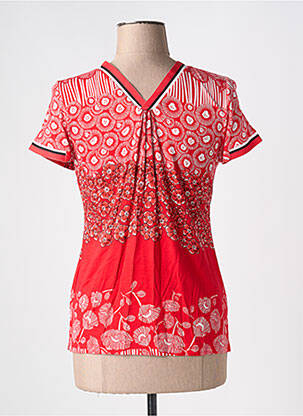 T-shirt imprimé fantaisie manches courtes rouge FELINO femme