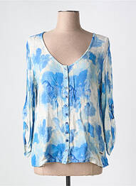 Blouse imprimé fantaisie manches longues bleu AGATHE & LOUISE femme