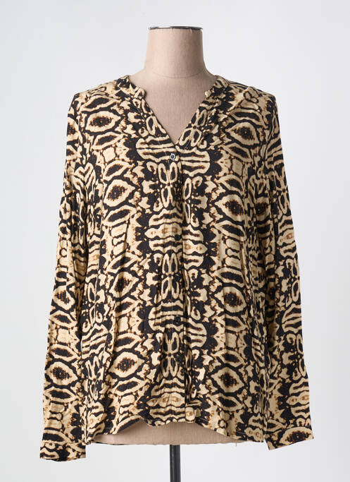 Chemisier imprimé fantaisie manches longues marron SIGNATURE femme