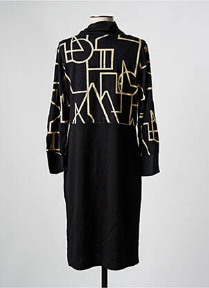 Robe mi-longue manches longues manches longues noir DOLCEZZA femme