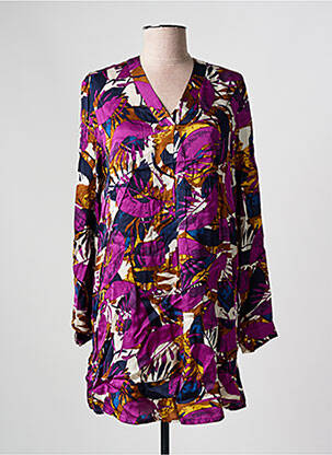 Robe courte manches longues manches longues violet SIGNATURE femme